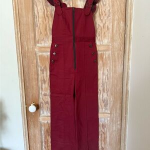 Self-Portrait Burgundy Dungarees